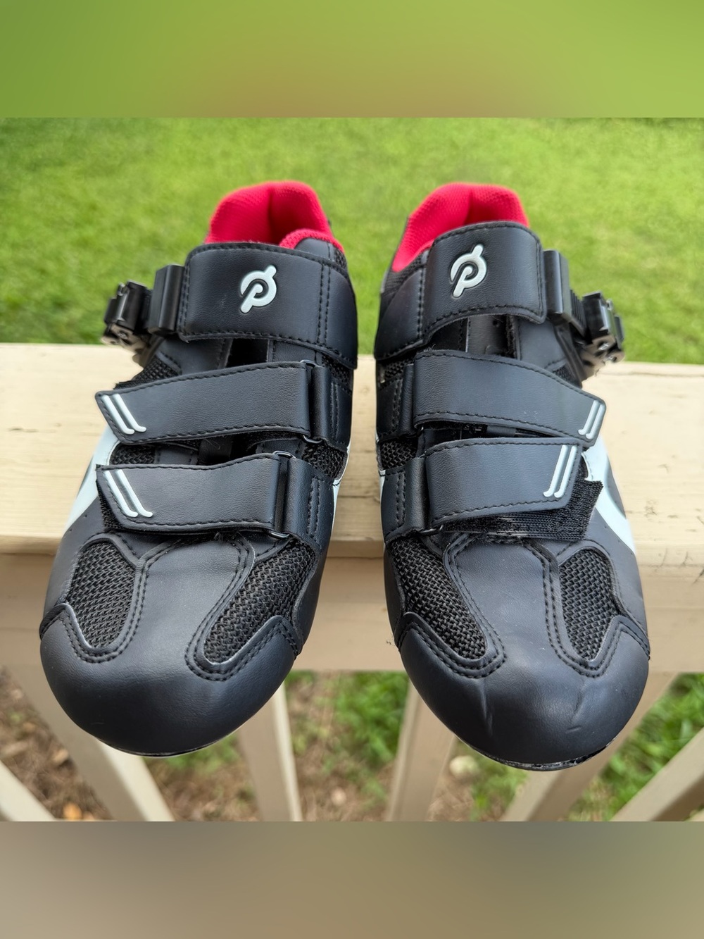 Peloton Black Cycling Shoes with Red Liner Accents